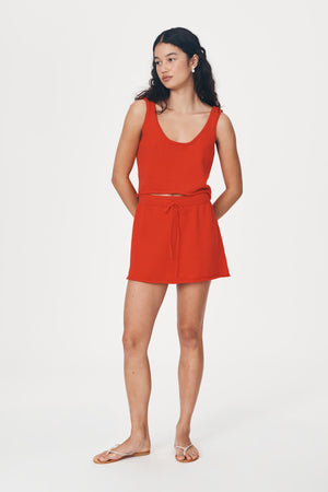 Alma Knit Mini Skirt Aperol Red