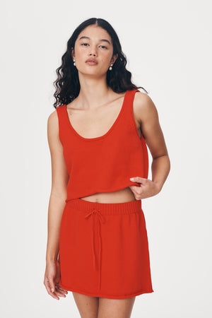 Belen Knit Crop Aperol Red