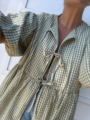 Mama Cami Blouse - Olive Gingham