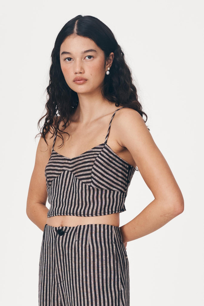 Loam Bustier Top - Brown Stripe