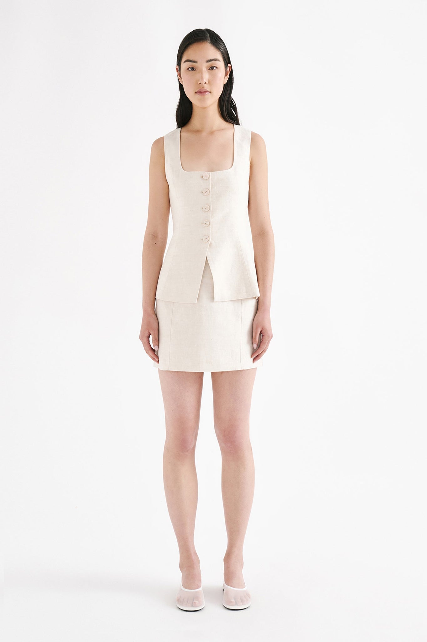 Clio Linen Mini Skirt Natural