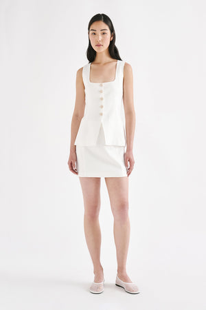 Clio Linen Mini Skirt White