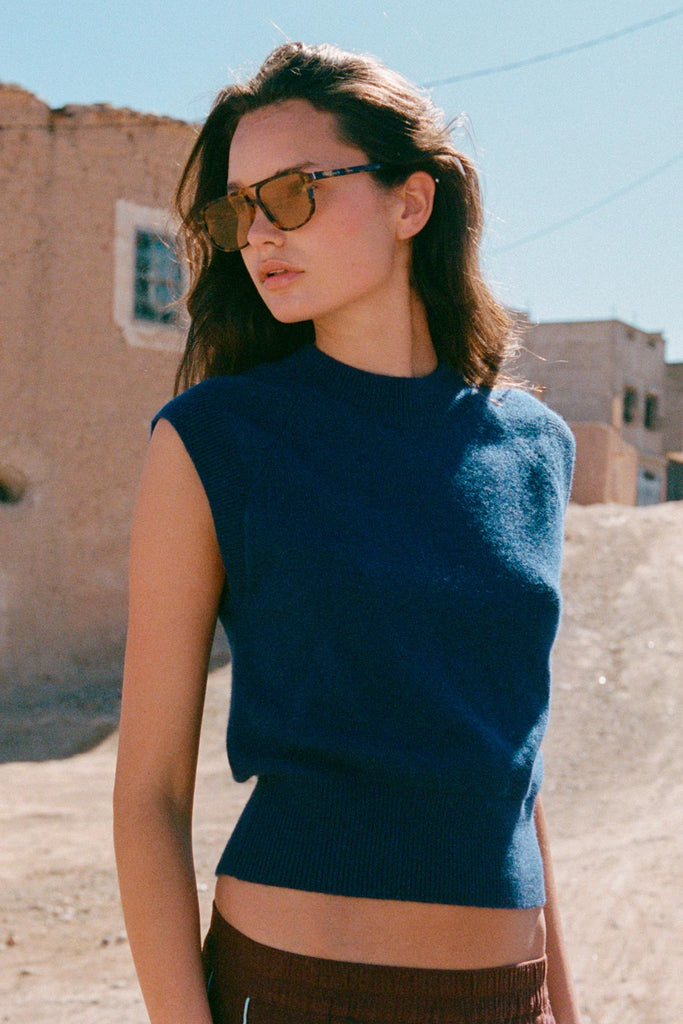 Quinn Merino Knit Vest in Royal Blue