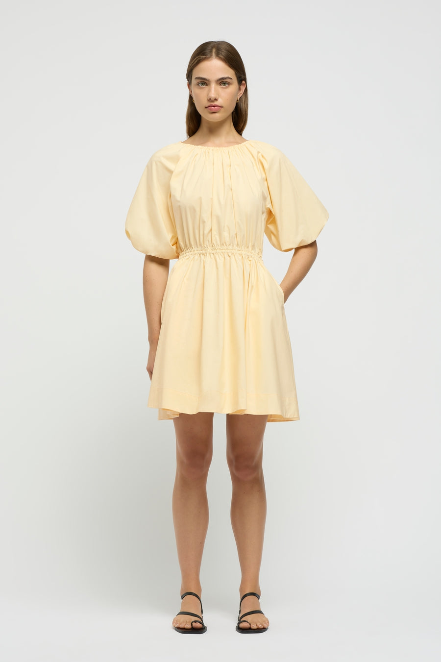 Ikaria Cotton Mini Dress Pale Yellow